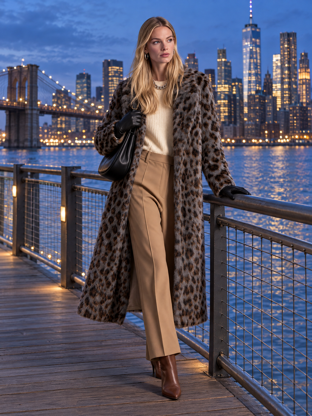 Retro Leopard Print Faux Fur Coat | Vintage Chic Women's Winter Coat