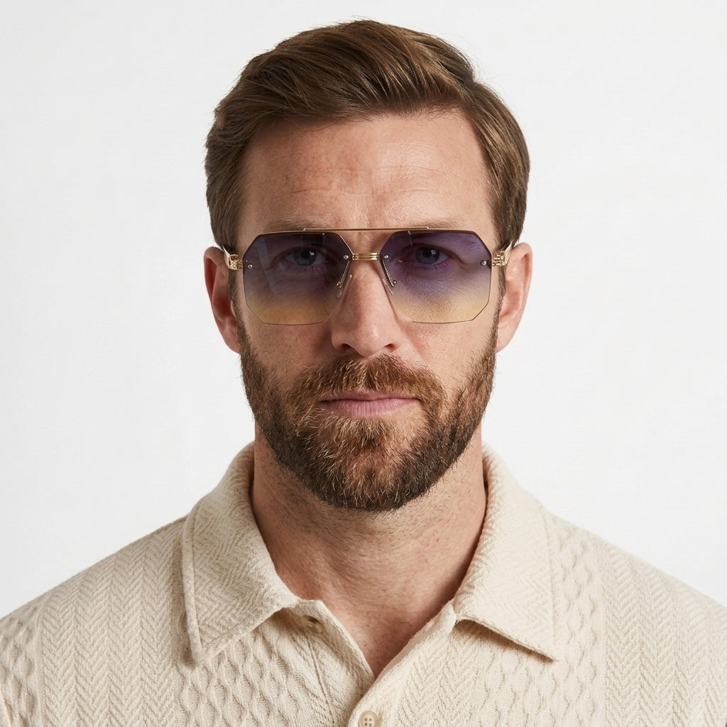 Geometric Gradient UV400 Sunglasses For Men