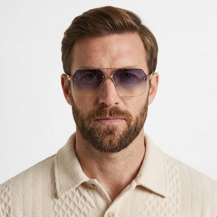 Geometric Gradient UV400 Sunglasses For Men