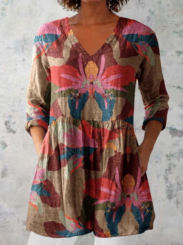Harmony V-Neck Longline Shirt - Elena Harper