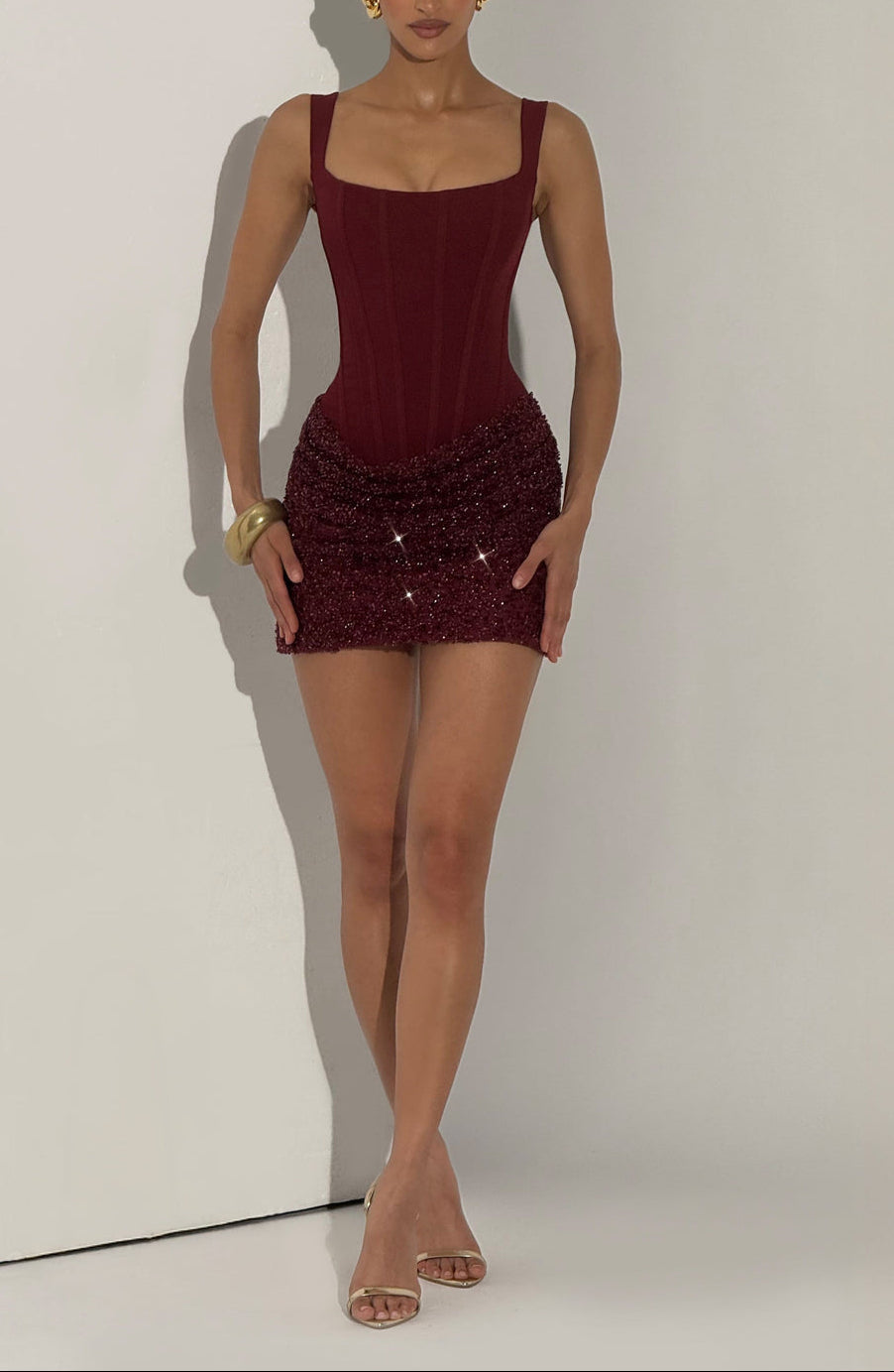 Patricia Mini dress with square neckline, view 8 - Elena Harper