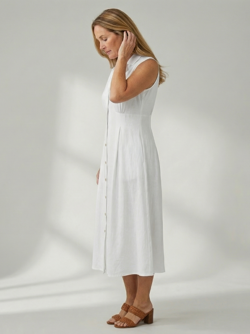 Celyn Stack Button Midi Dress - Elena Harper