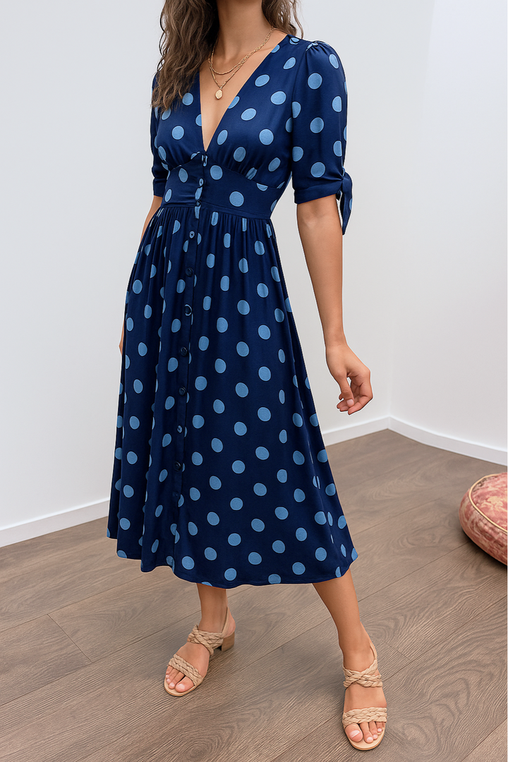 MAYA – SPOTLIGHT POLKA MIDI DRESS