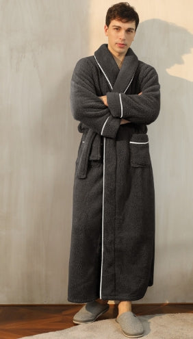 Unisex Thick Plush Over-Knee Bathrobe - Ultimate Winter Comfort