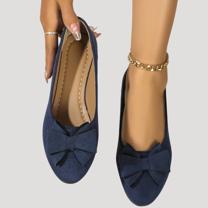 Wedge Ballet Flats with Elegant Bow