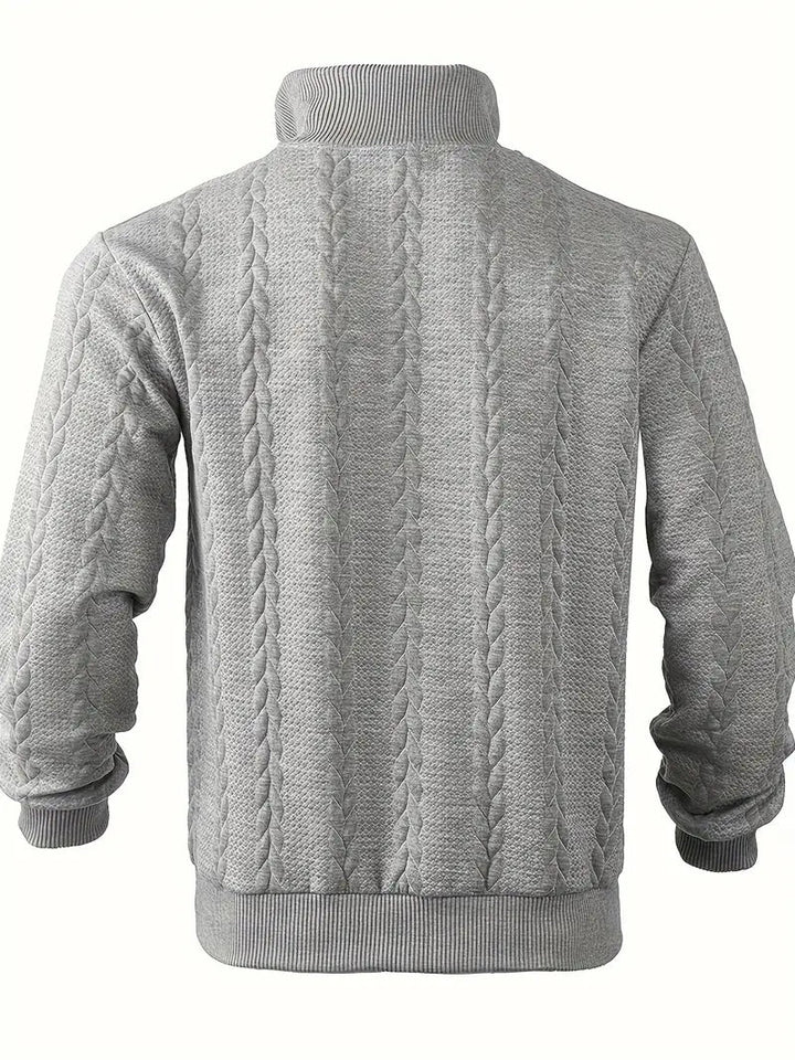 Brit & Boho™️ | Casual Jacquard Quarter-Zip Pullover