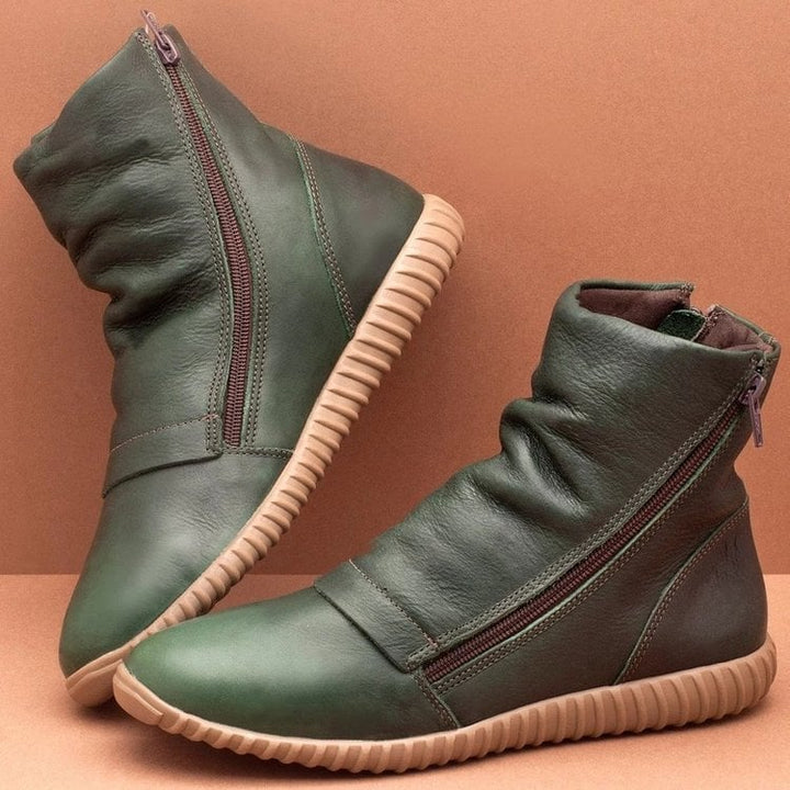 Structured Mid-Calf Leather Boots for Women - Zena