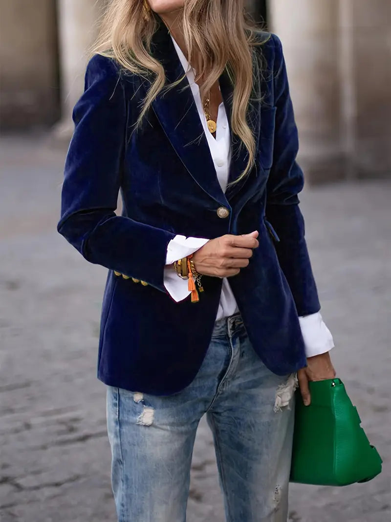 Caroline - Elegant Buttoned Velvet Blazer