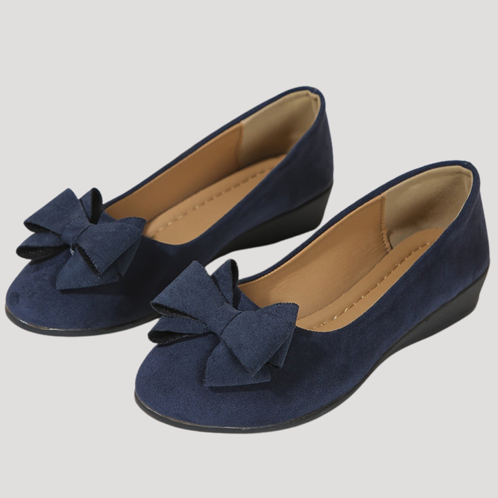 Wedge Ballet Flats with Elegant Bow