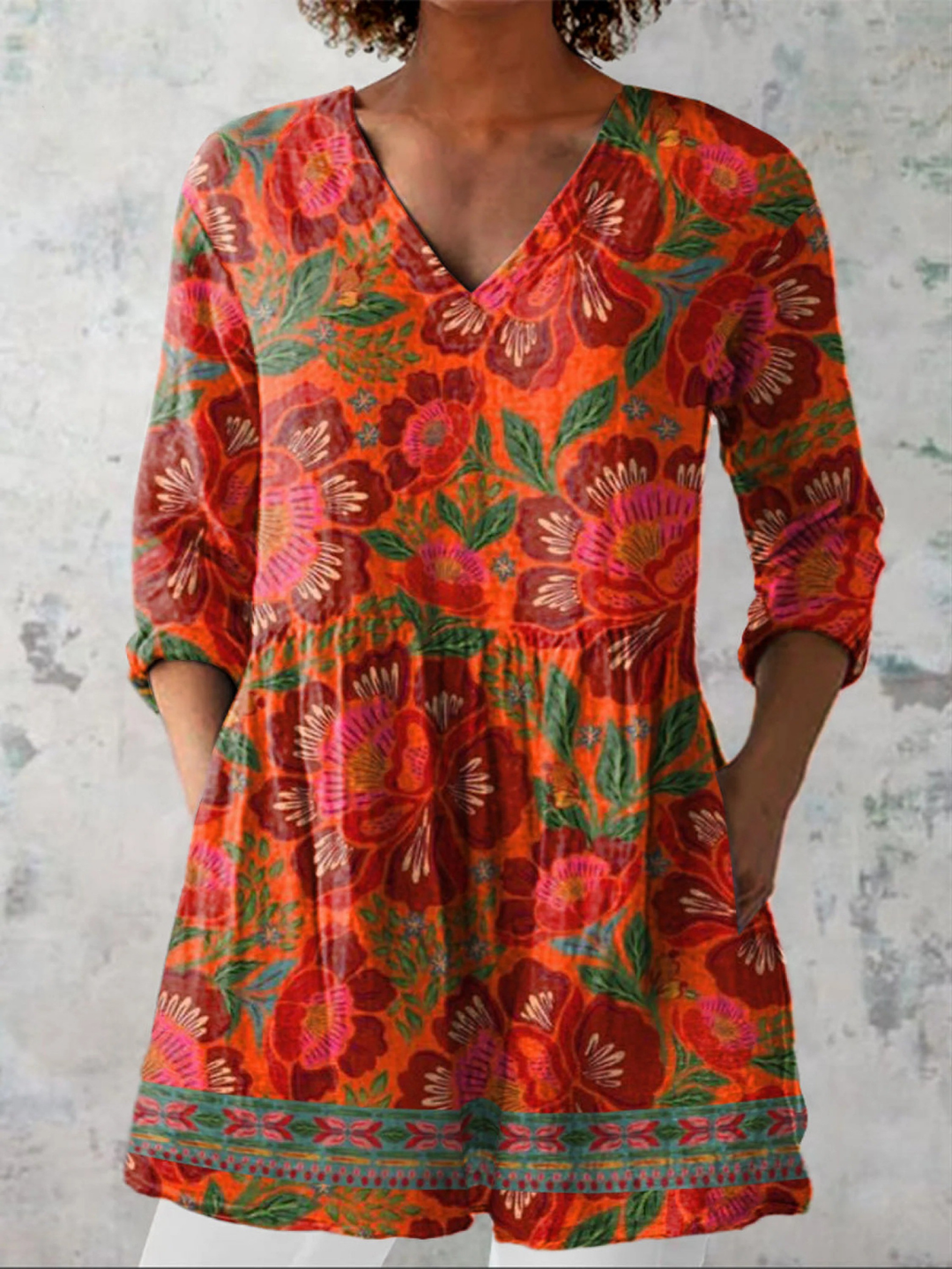 Felicity V-Neck Longline Shirt - Elena Harper