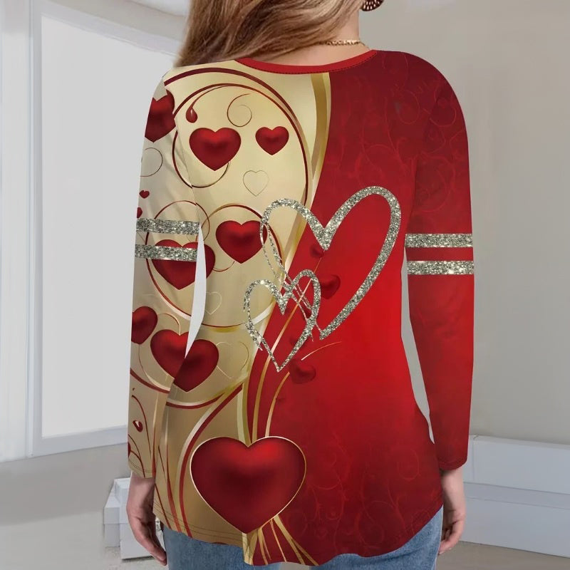 Vintage Heart Print T-Shirt