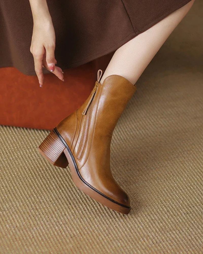 Myriam Premium Leather Ankle Boots - Elena Harper