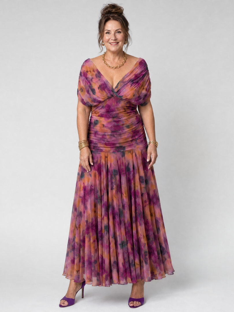 Calen Off Shoulder Flow Midi Dress - Elena Harper