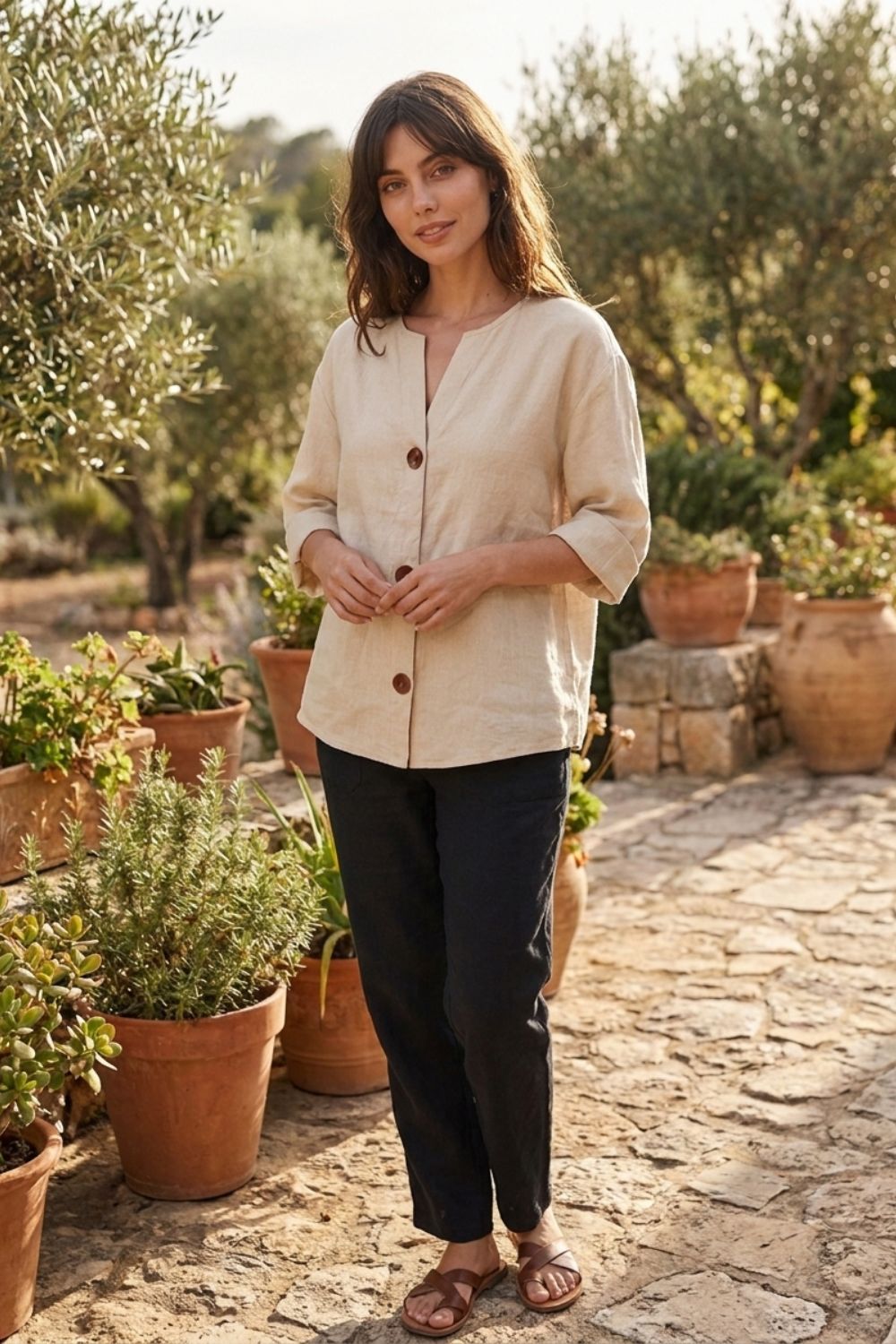 Women's Linen Blouse | Casual Buttons