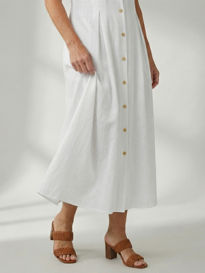 Celyn Stack Button Midi Dress - Elena Harper