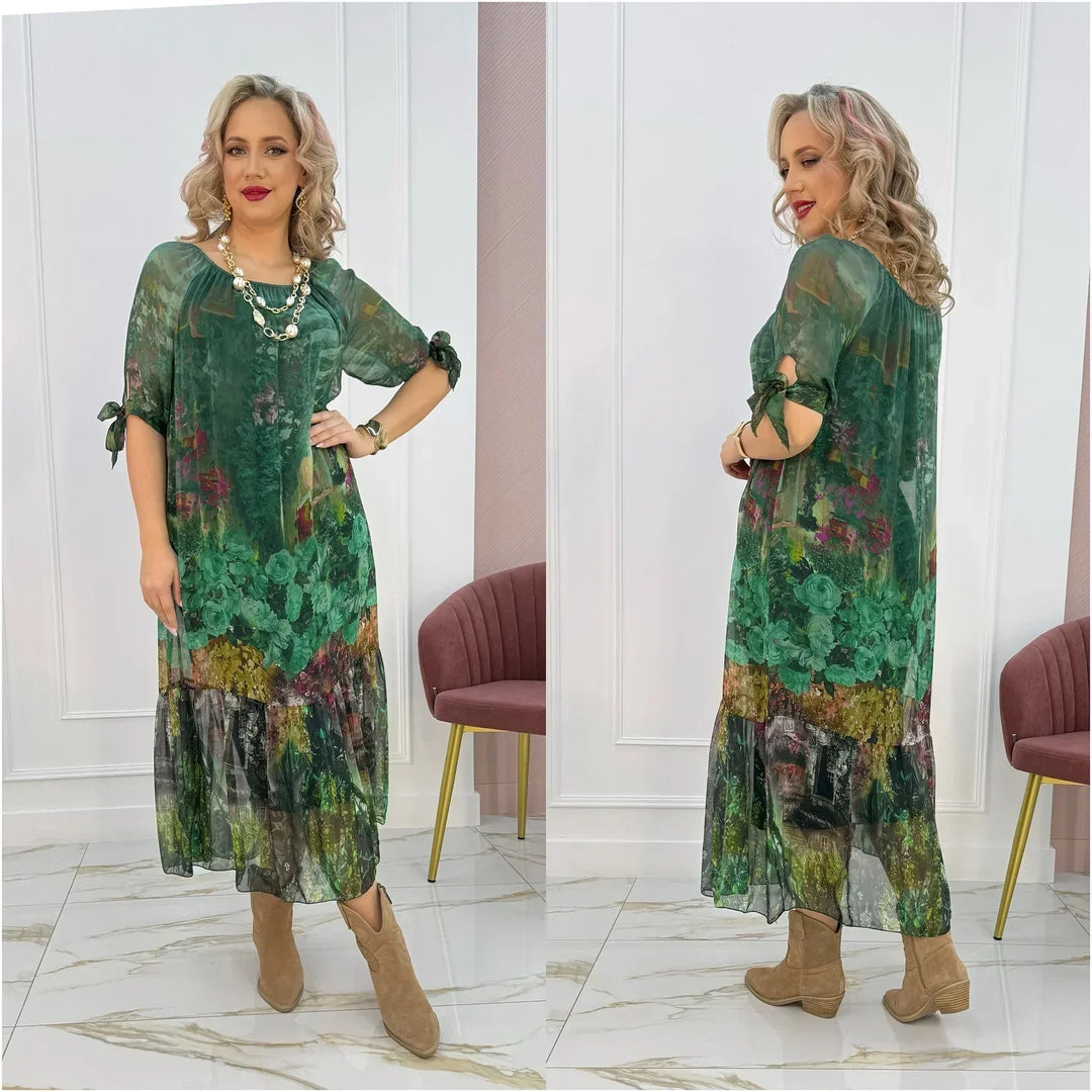 Akarsha Elegant Short Sleeve Dress - Elena Harper