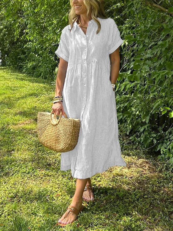 Claire Effortless Striped Shirt Dress - Elena Harper