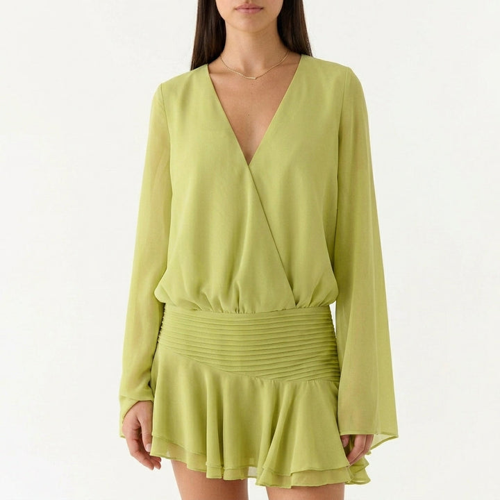 Chiffon V Neck Mini Dress Wedding Guest Summer Outfit