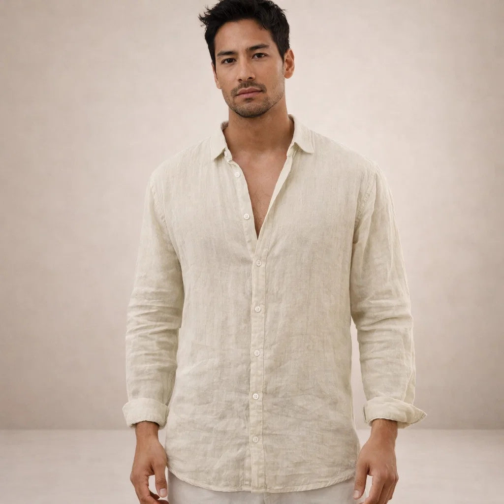 ELENA HARPER™  |  OPEN COLLAR LINEN SHIRT FOR MEN