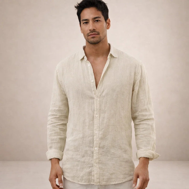 ELENA HARPER™  |  OPEN COLLAR LINEN SHIRT FOR MEN