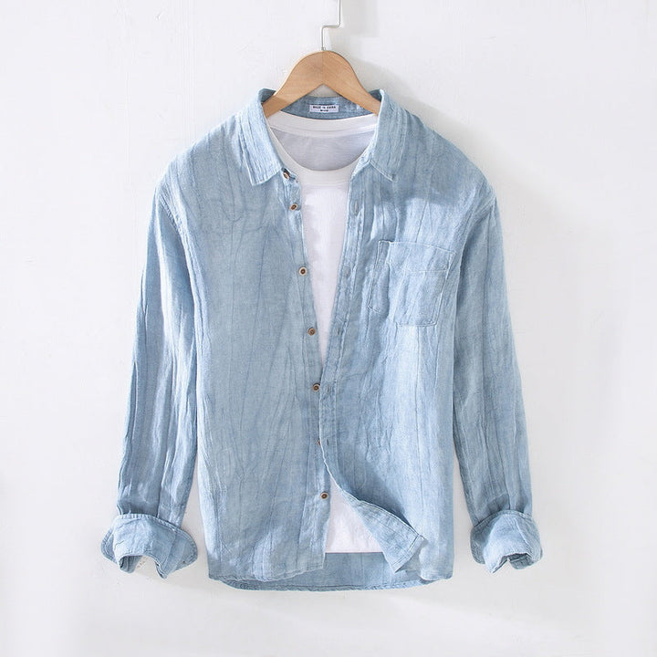 Men's Summer Long Sleeve Button-Up Shirt – Loose Fit