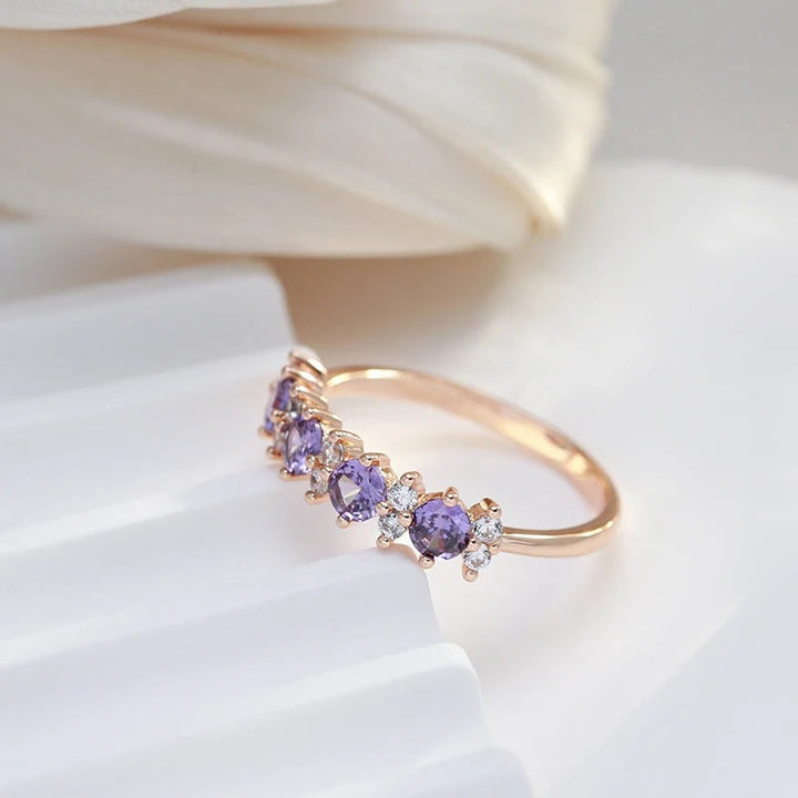 Elegant Purple Zirconia Diamond Accent Band Ring