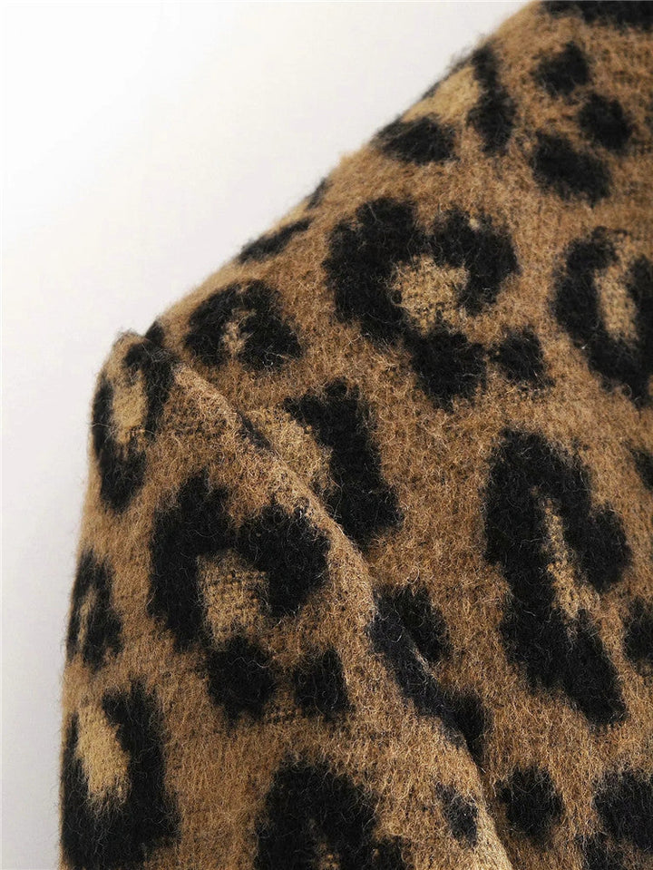 Straight Cut Leopard Print Women's Coat - Frida