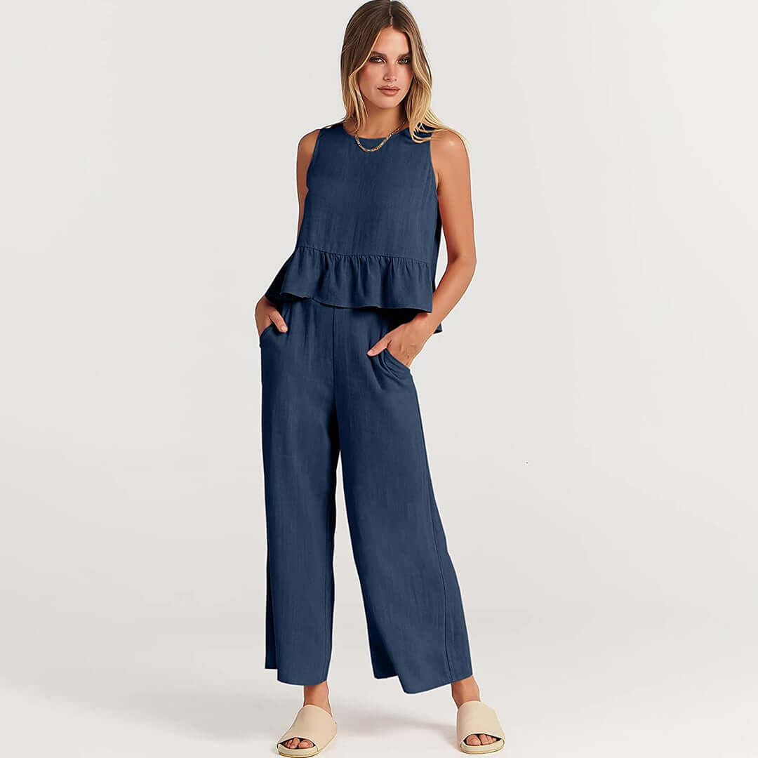 Women's Sky Blue 2-Piece Casual Set
