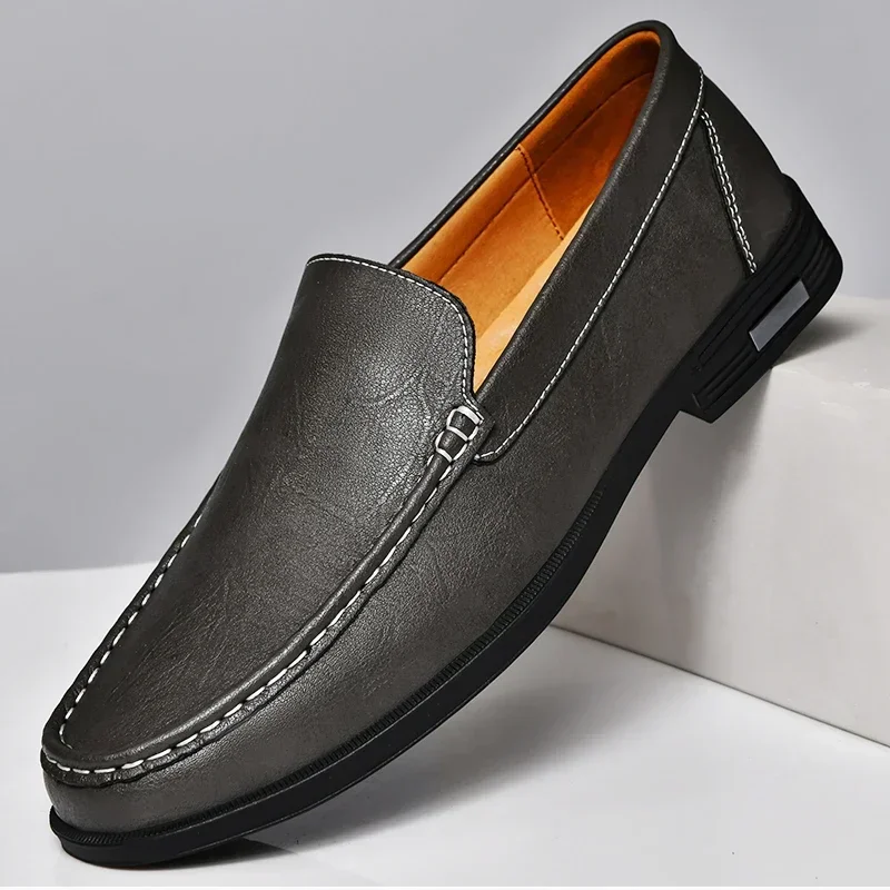 Men's Slip-On Loafers with Contrast Stitching