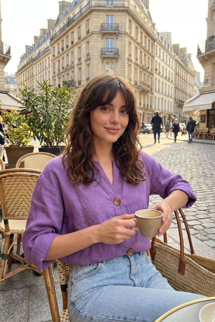 Women's Linen Blouse | Casual Buttons
