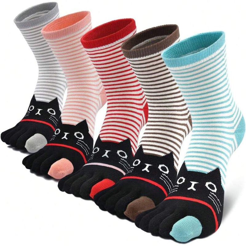 Cartoon Cat Five-Toe Socks