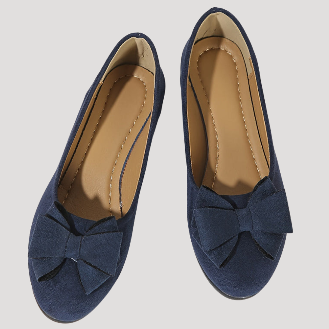 Wedge Ballet Flats with Elegant Bow