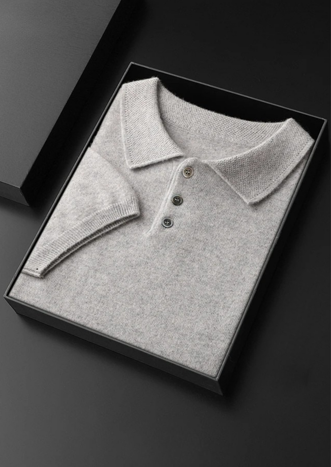 100% CASHMERE CLASSIC POLO SHIRT.