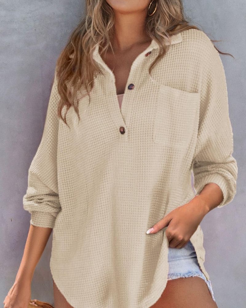 TAHLIA Waffle Knit V-Neck Sweater, view 4 - Elena Harper