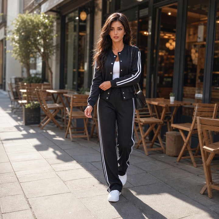 Sophie | Elegant High-Waist Tracksuit Set with Wide Legs
