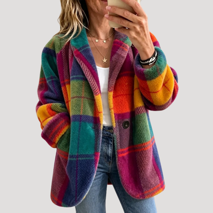Oversized Checkered Women's Jacket
