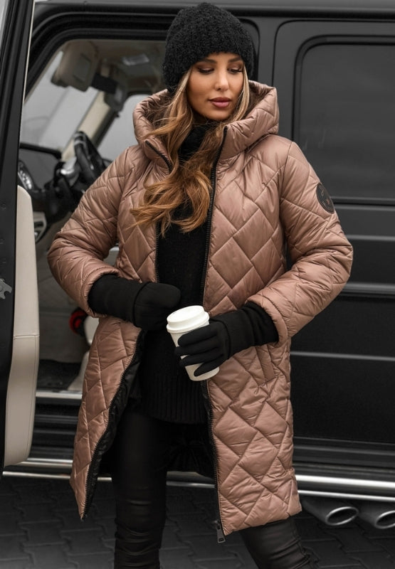 Women's Diamond Quilted Jacket with Hood – Stylish & Comfortable