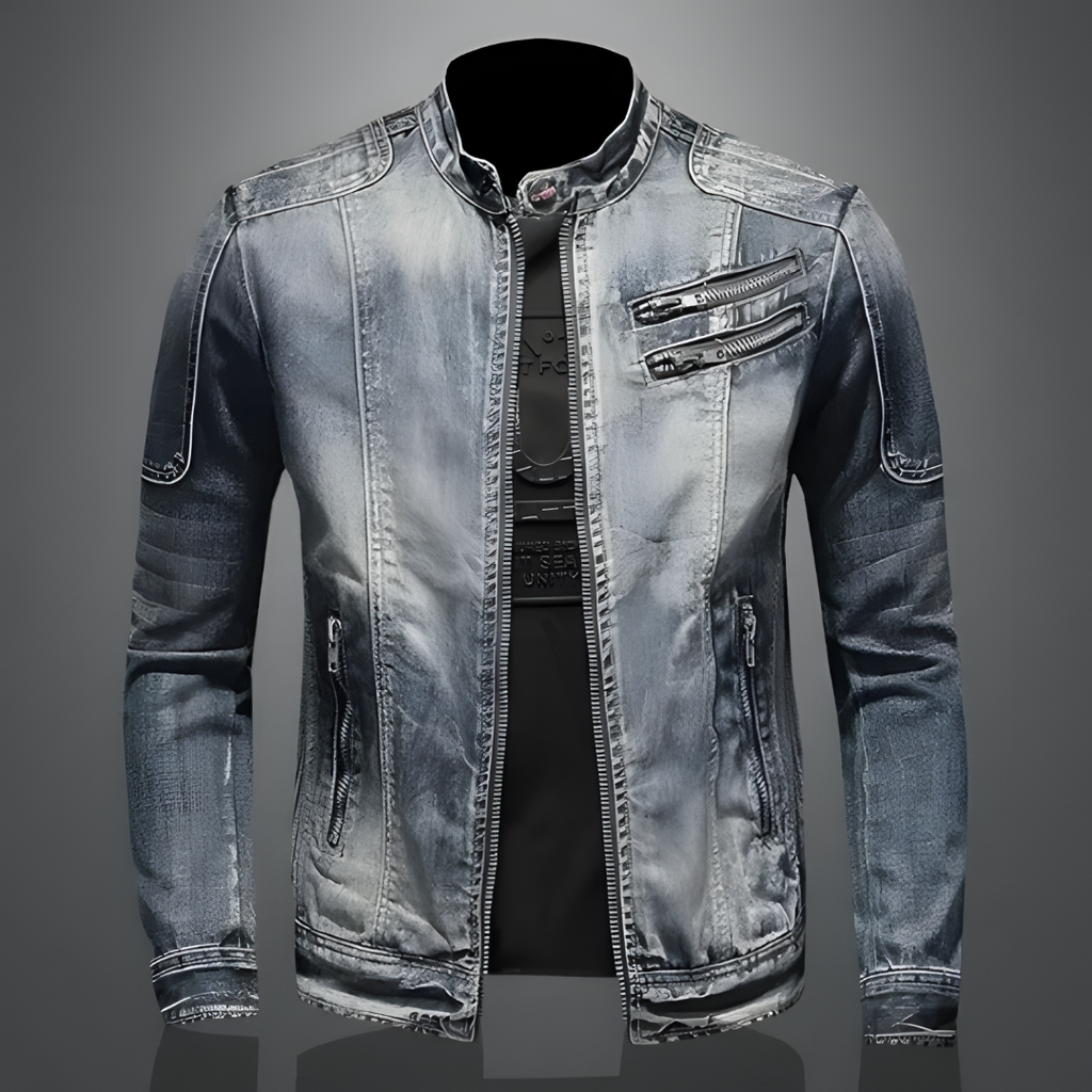 Retro Jeans Jacket for Men – Classic Biker Style with Urban Edge