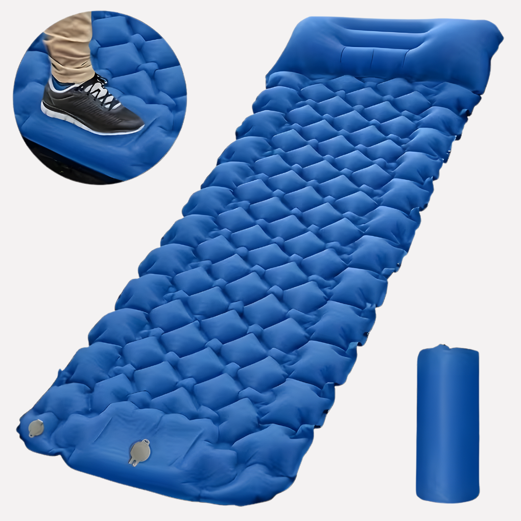 Inflatable Camping Mat with Integrated Pump and Pillow