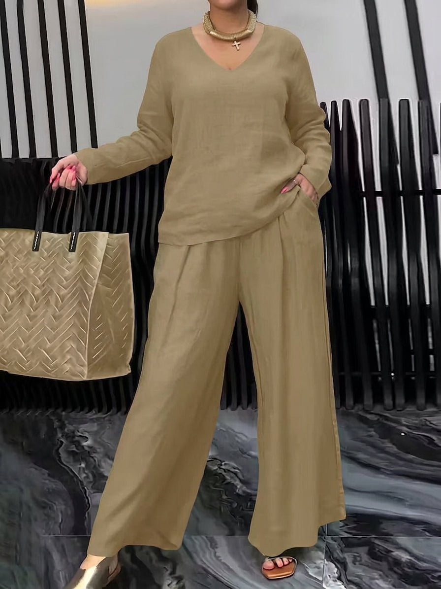 Quinn Women Cotton V-neck Co-Ord Set - Elena Harper