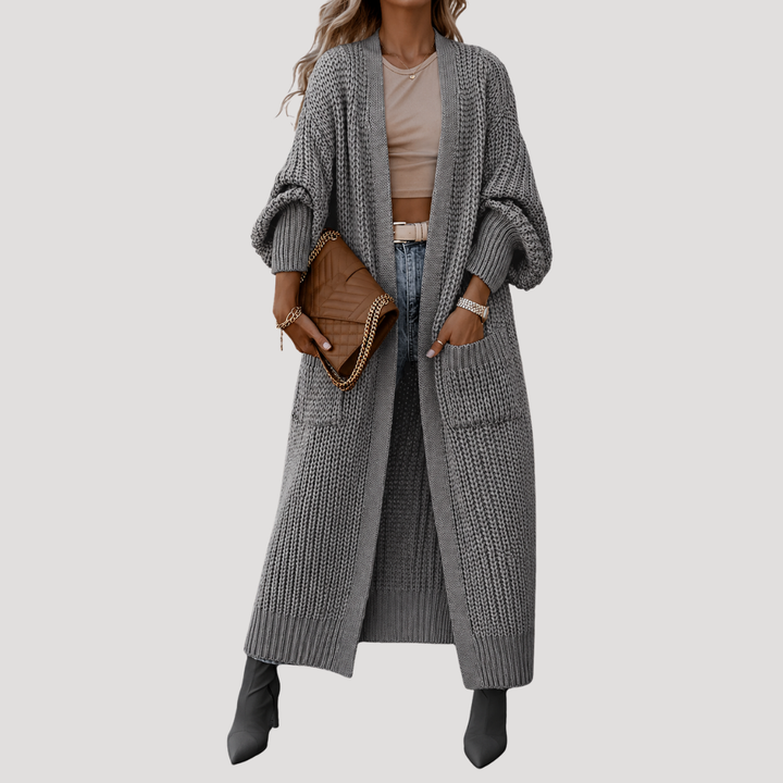 Long Oversized Women's Cardigan with Front Pockets