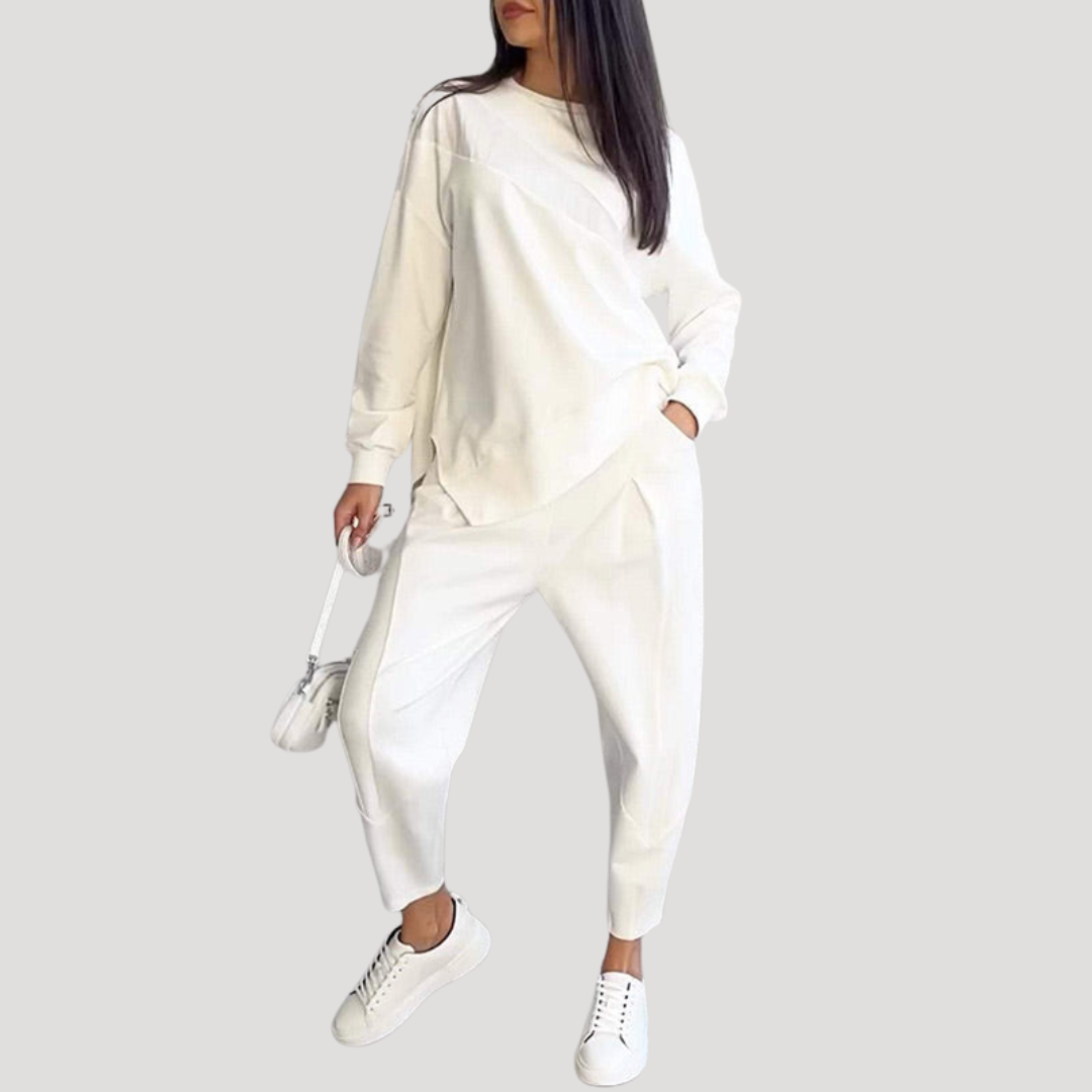 Women's Pantsuit with Asymmetrical Top