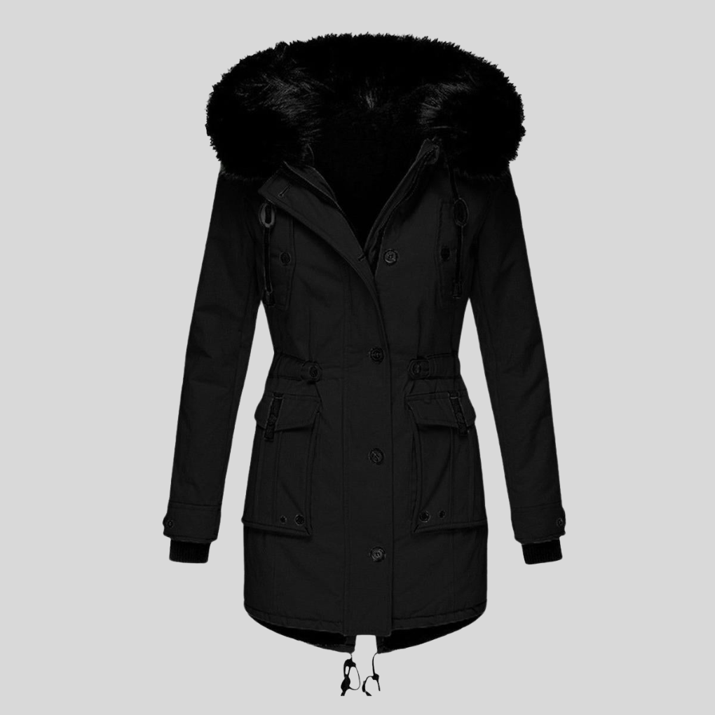 Women’s Winter Hooded Coat Functional Layer with Pockets, view 2 - Elena Harper