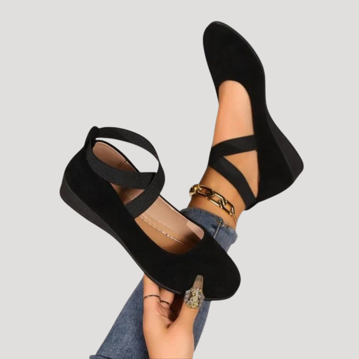 Women's Montarello Cross-Strap Wedge Flats Mary Jane Style