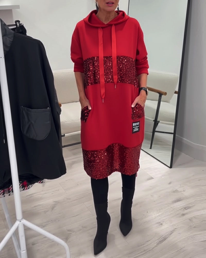 Mansherry Trendy Patchwork Hooded Dress - Elena Harper