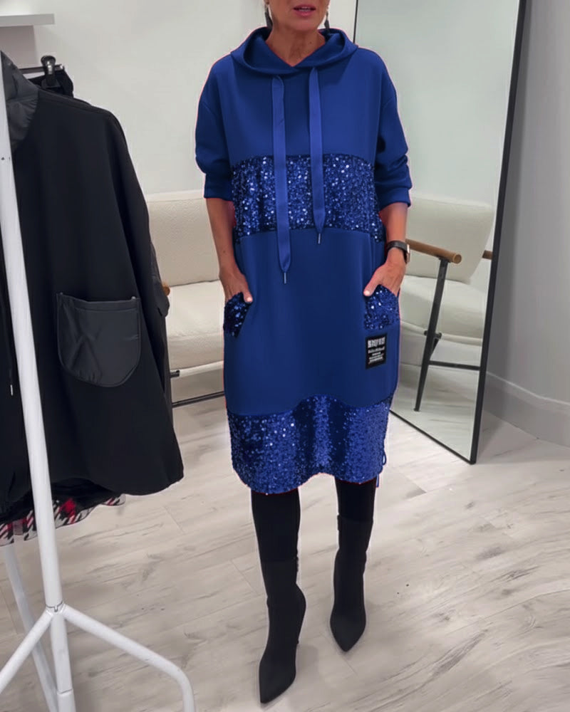 Mansherry Trendy Patchwork Hooded Dress - Elena Harper