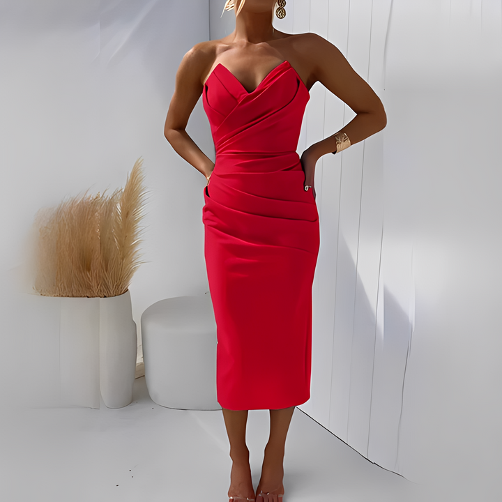 Wanda Elegant Strapless Dress for Women, view 3 - Elena Harper