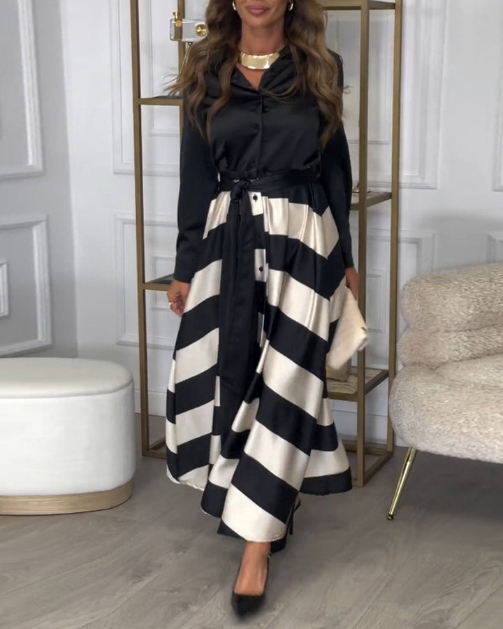 Ariana Striped Elegance Dress - Elena Harper