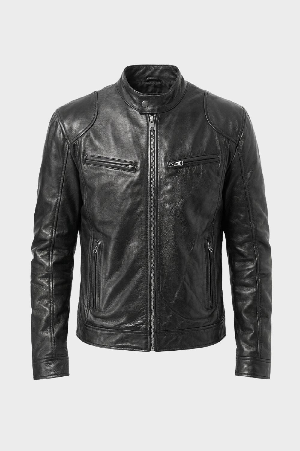 Men's Moto Casual Jacket | Stand-Up Collar & Straight Zipper