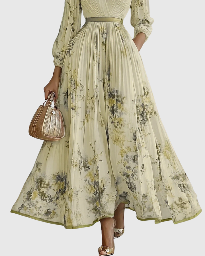 Rowella Elegant Pleated Maxi Dress - Elena Harper